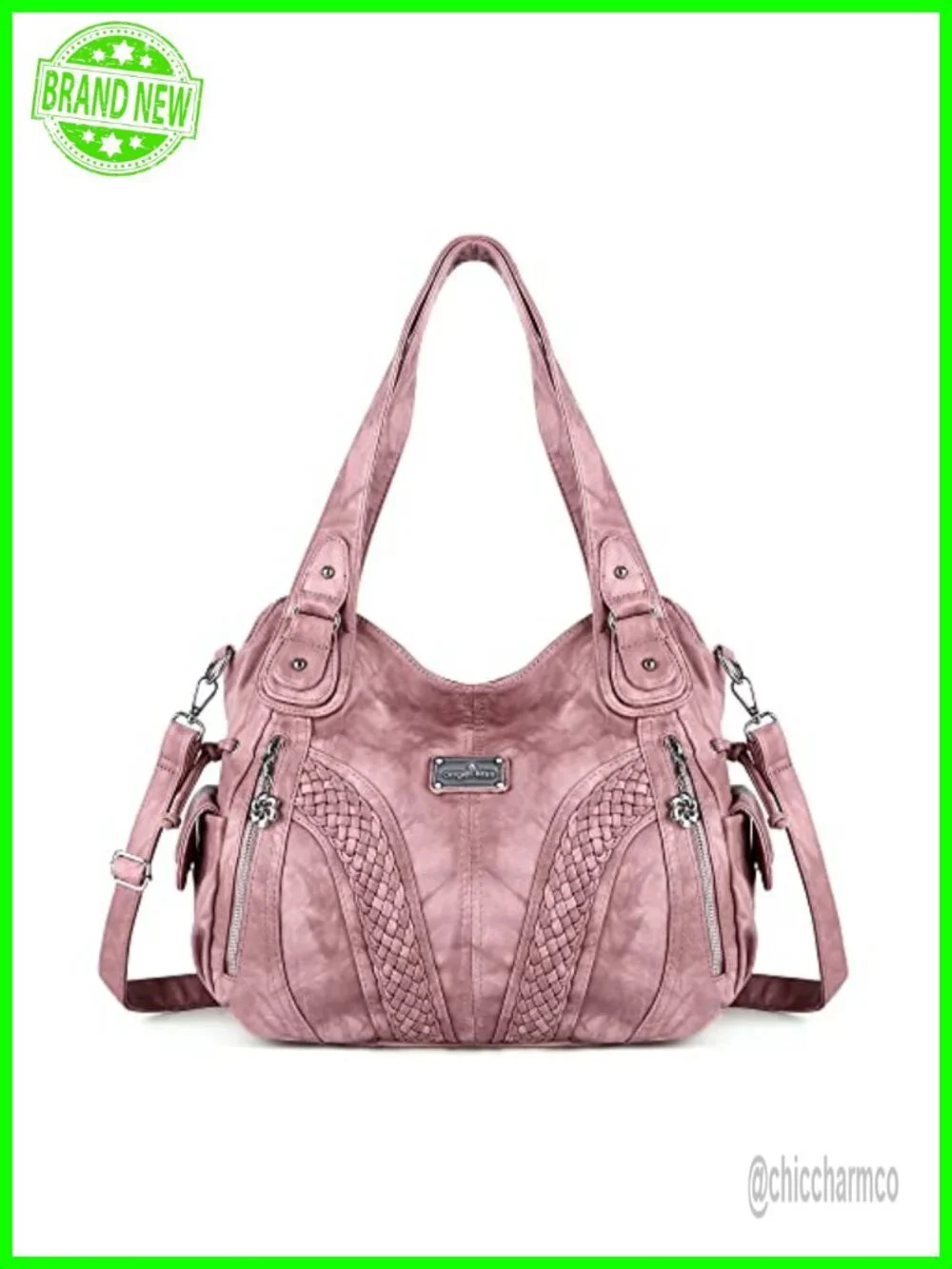 Washed PU Leather Tote Bag - Top Handle Satchel Crossbody Shoulder